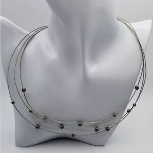 Milor Italy 585 white gold collar bib necklace